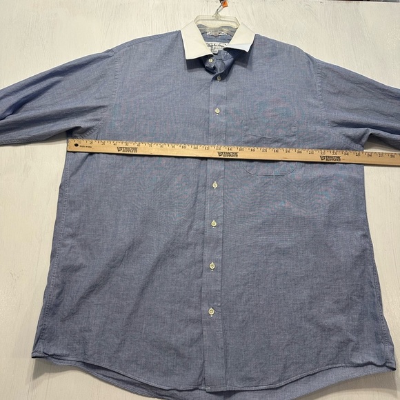 Vintage Burberrys of London Men’s Shirt 17.5-34 Blue White Collar Cuffs USA - Picture 3 of 8